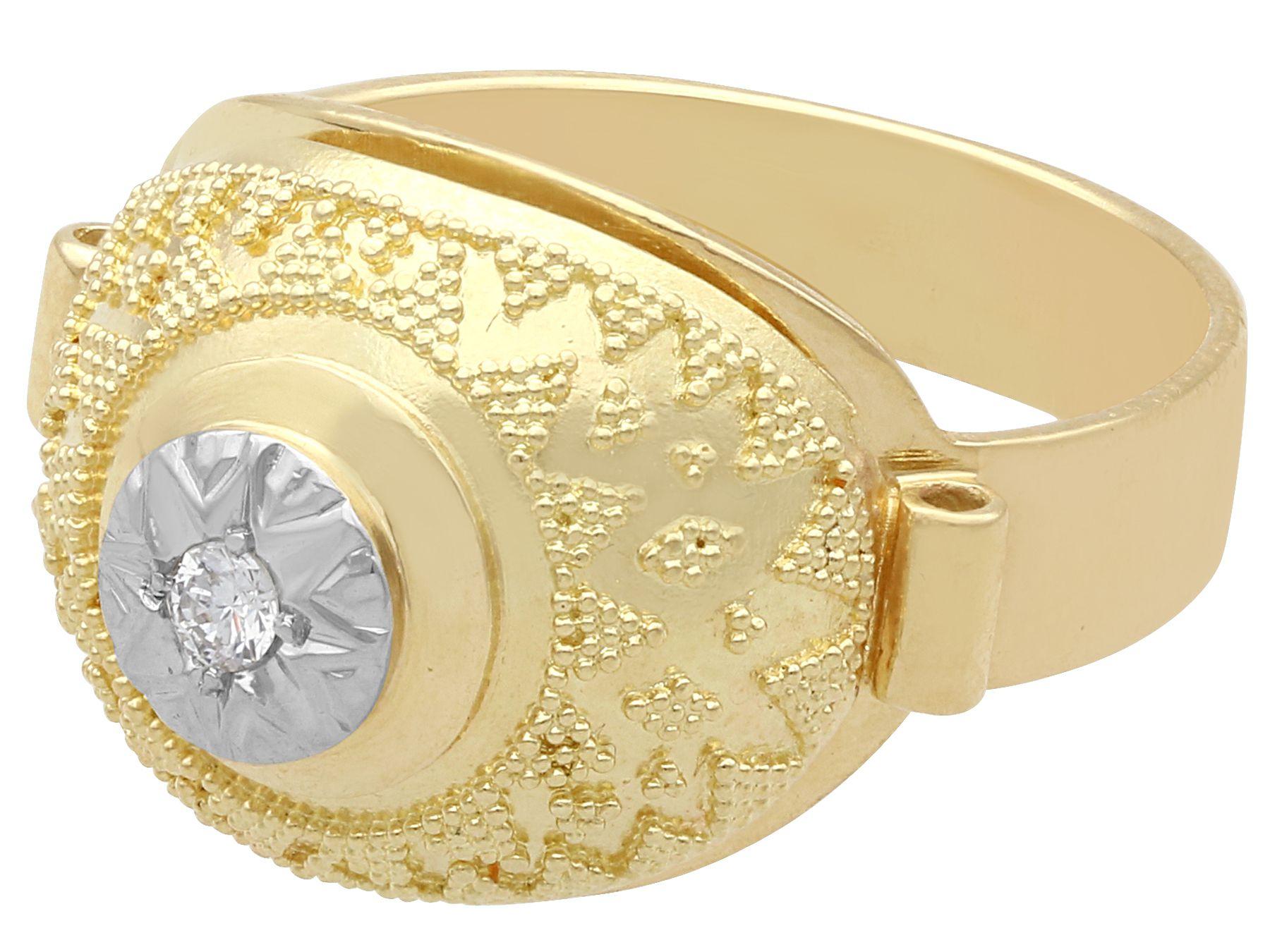 Taille ronde Bague cocktail ancienne en or jaune et diamants, années 1930 en vente