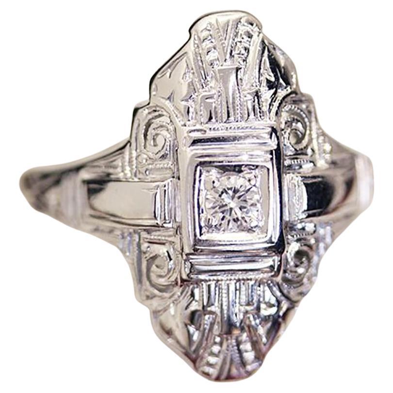 Antique 1930s Diamond Gold Ring For Sale