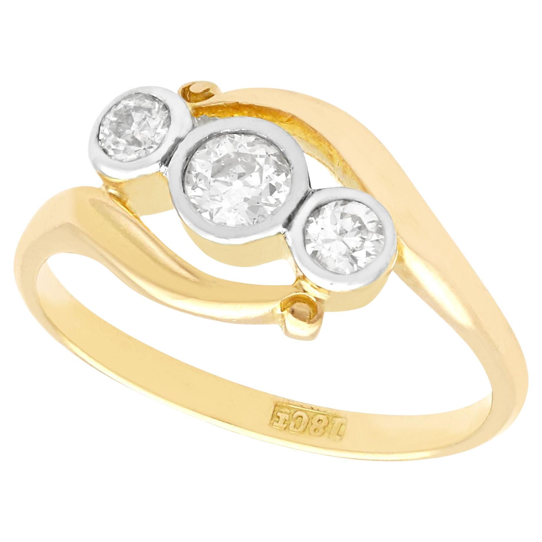 1930s 0.58 Carat Diamond Yellow Gold Cocktail Ring For Sale