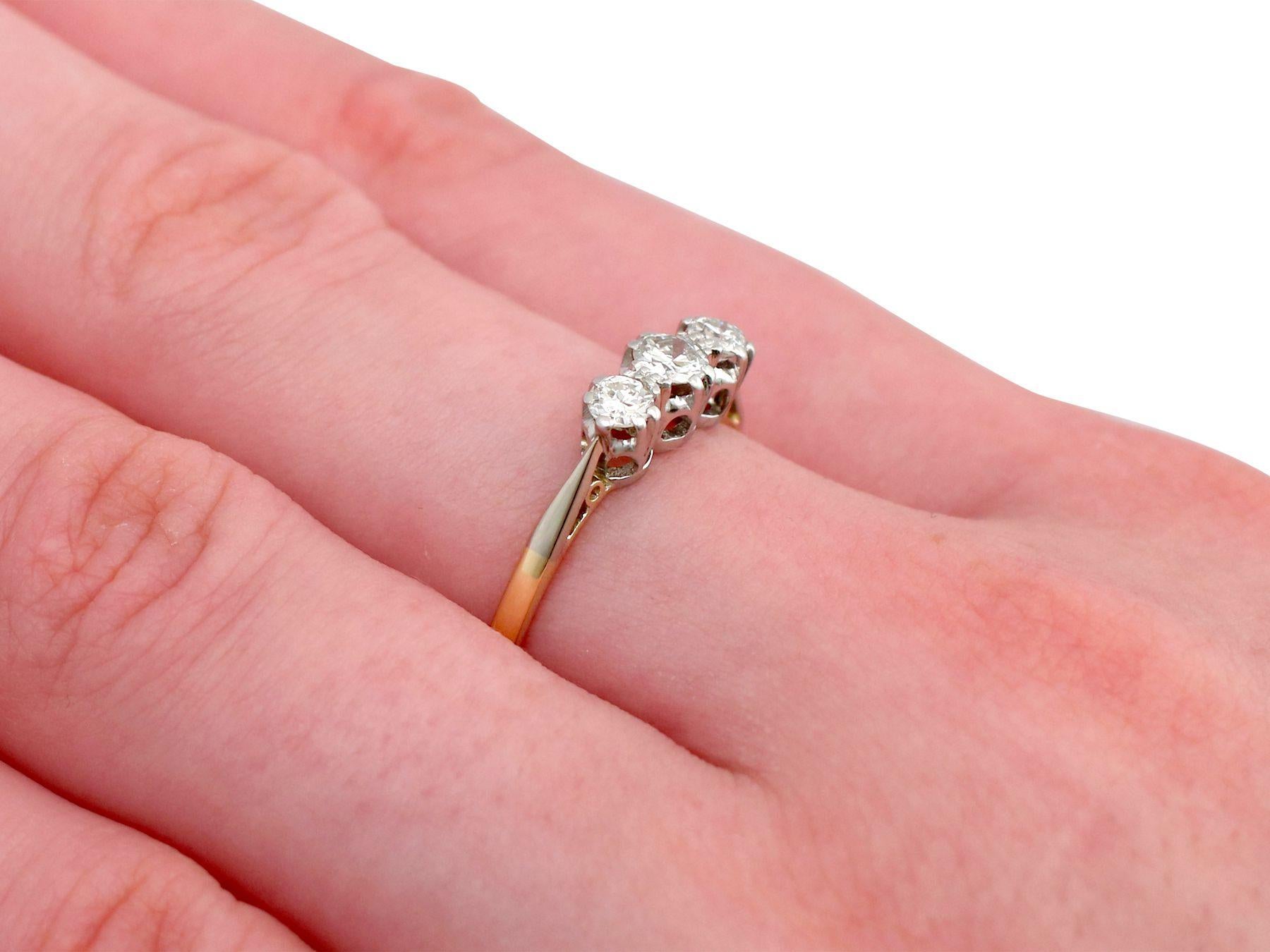 Women's 1930s Diamond Yellow Gold Trilogy Ring For Sale