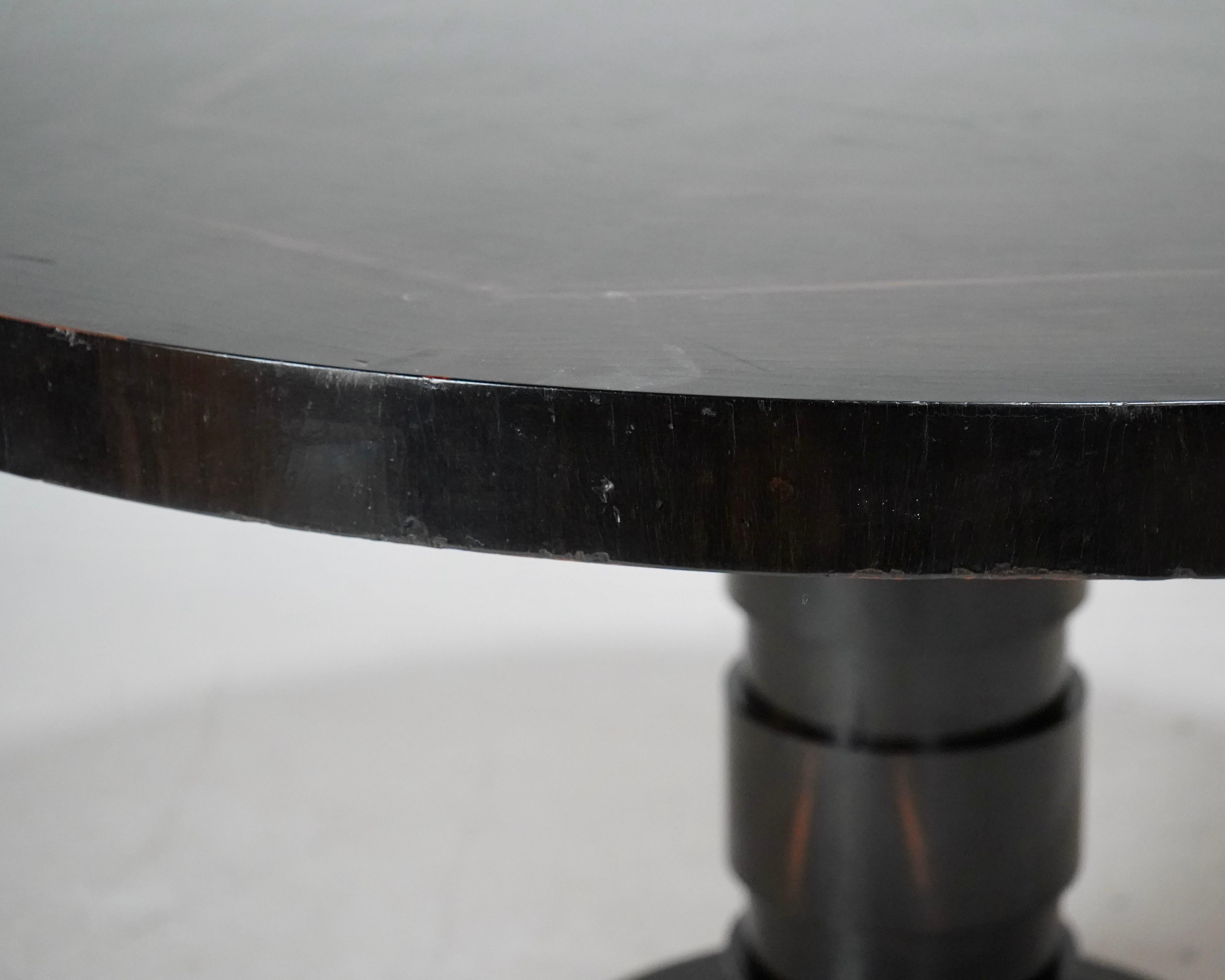 Antique 1930s Ebonised Pedestal Guéridon Hall Centre Dining Table 10