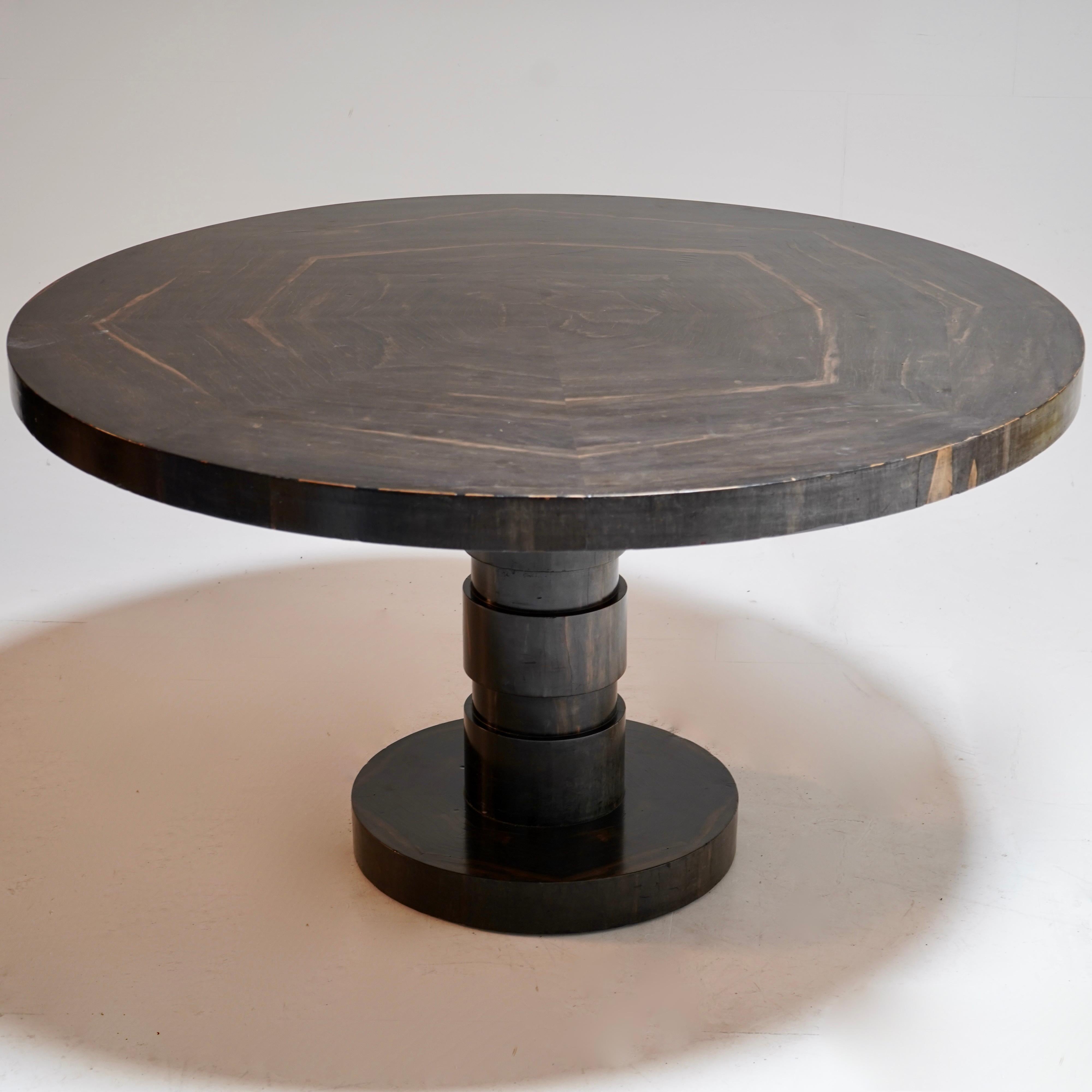 20th Century Antique 1930s Ebonised Pedestal Guéridon Hall Centre Dining Table