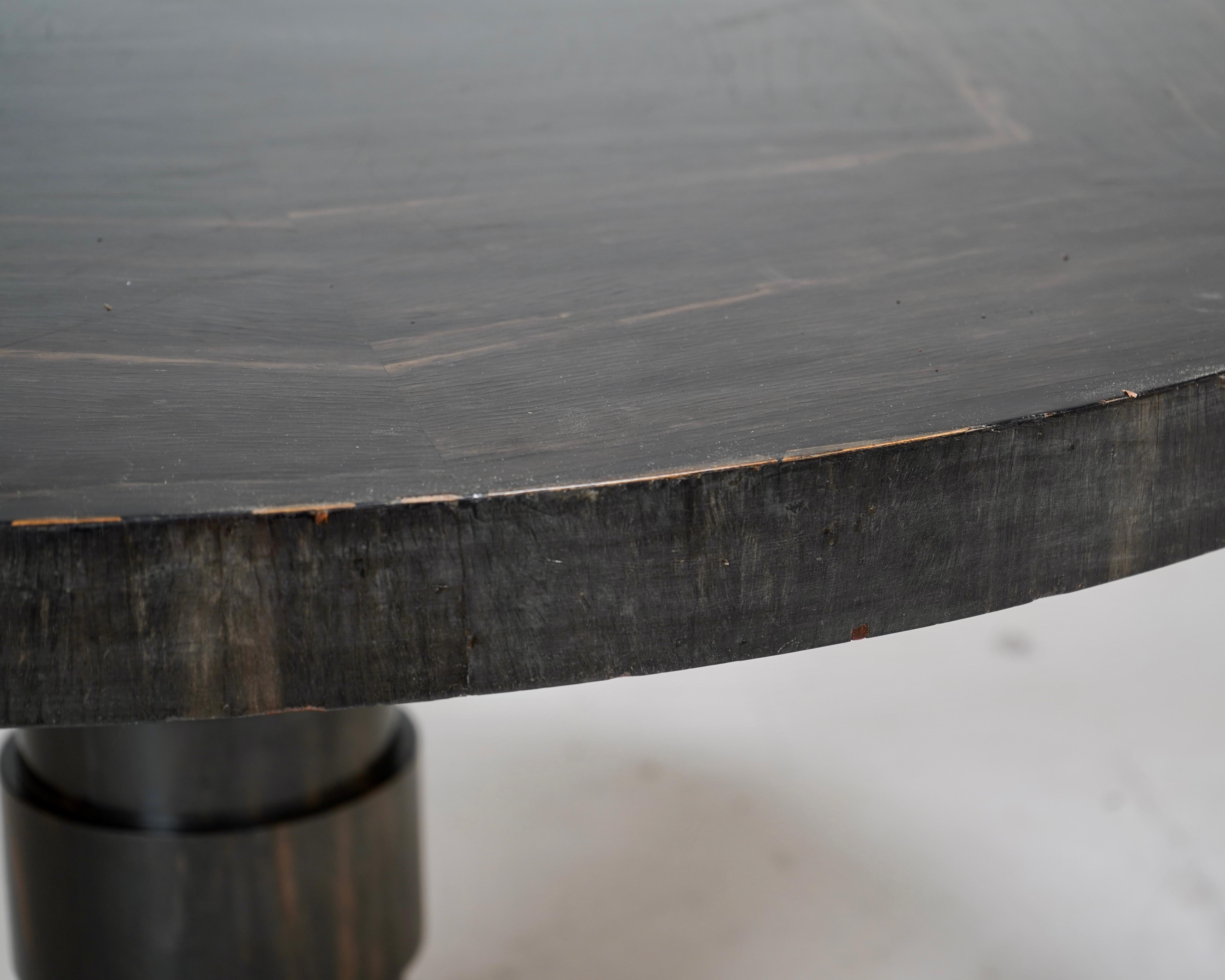 Ebony Antique 1930s Ebonised Pedestal Guéridon Hall Centre Dining Table