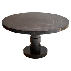 Ancienne table de salle à manger Guéridon à piédestal ébonisé des années 1930