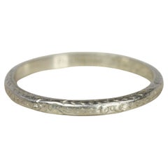 Antique 1930s Floral and Wheat Hand-Engraved Platinum Wedding Band