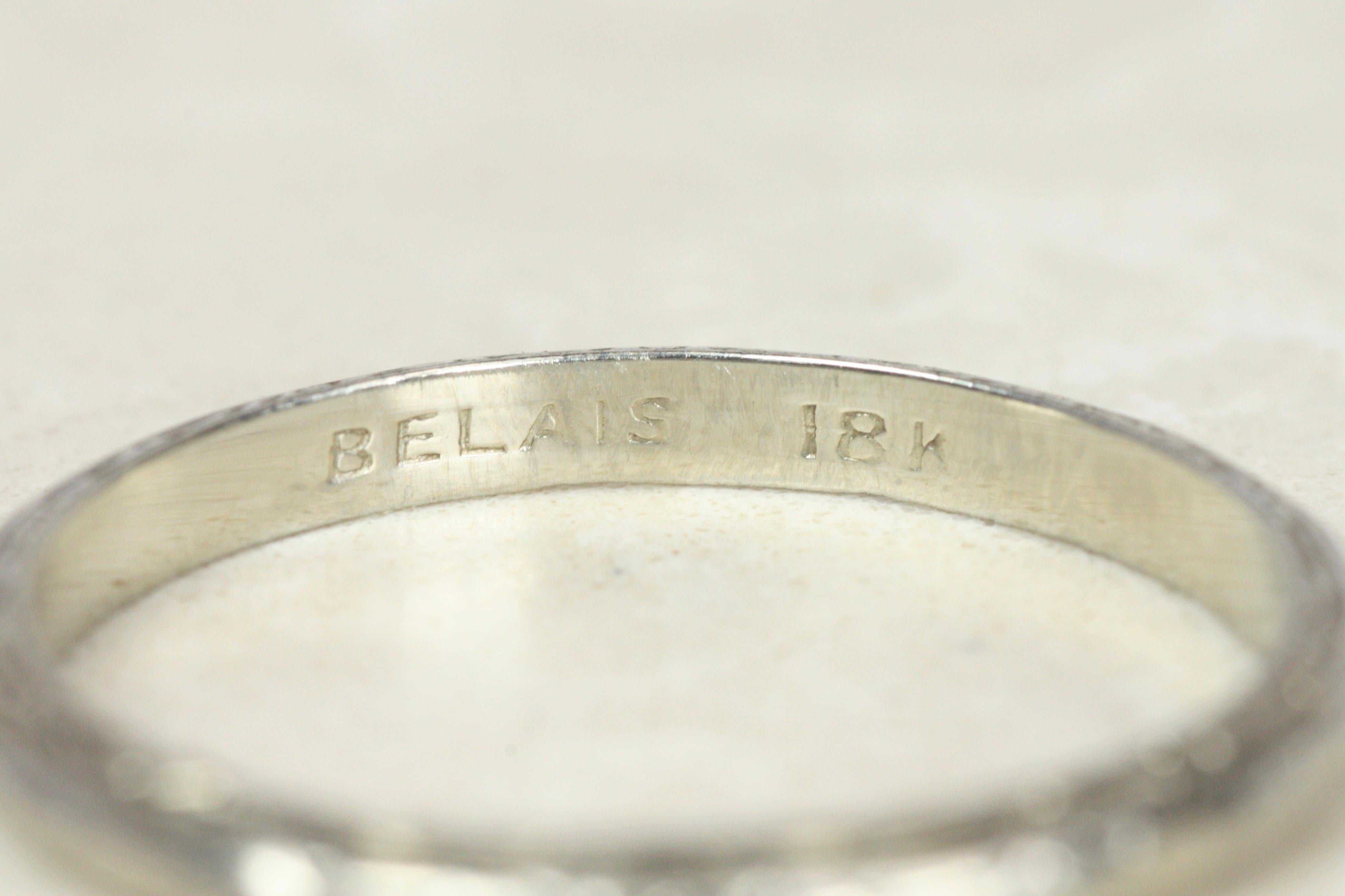 Antique 1930s Floral Hand-Engraved White Gold Wedding Band For Sale 4