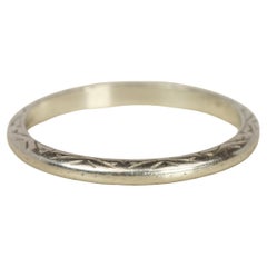 Antique 1930s Geometric Engraved Platinum Wedding Band