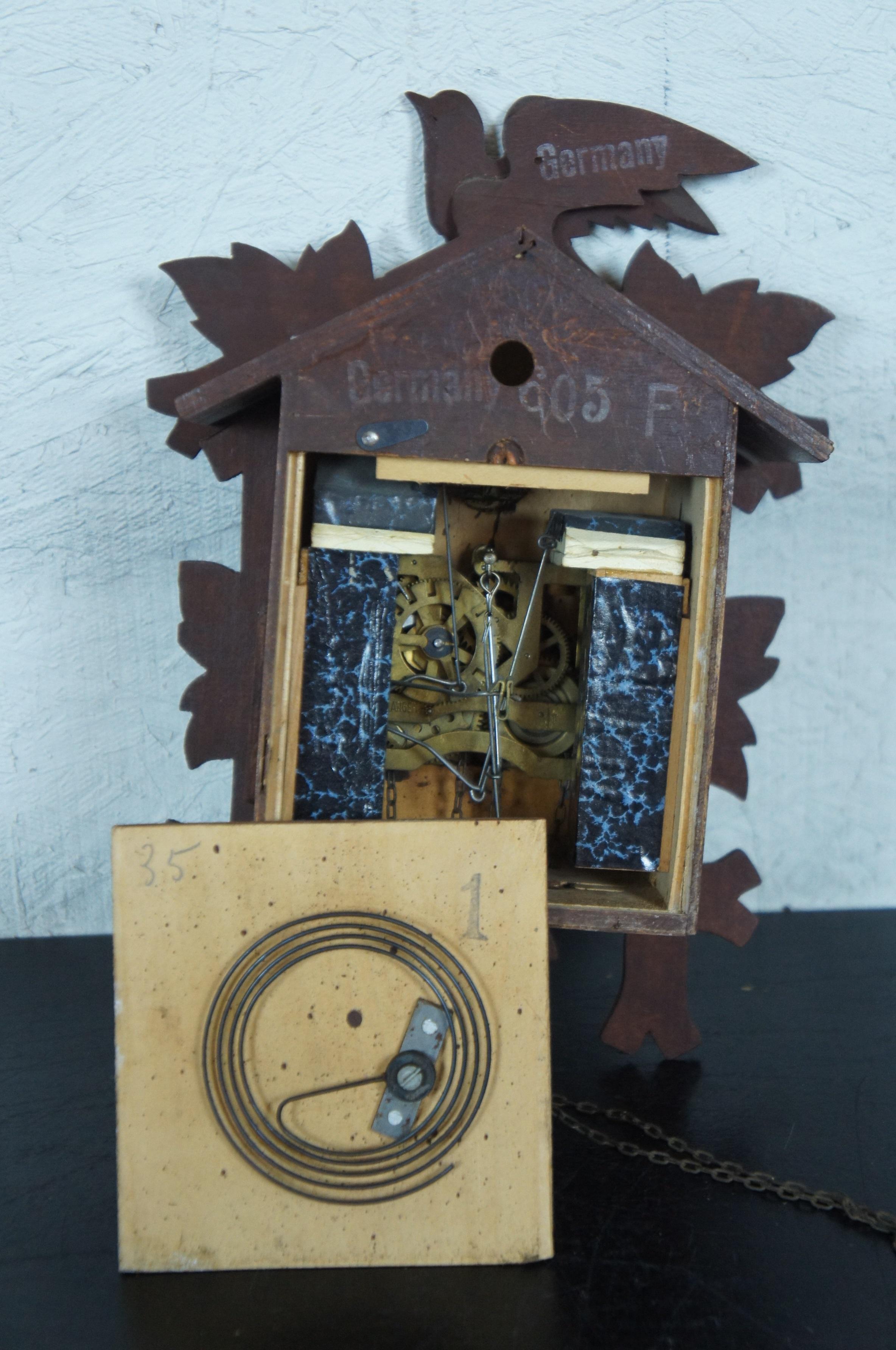 Antique 1930s G.M. Angem German Cuckoo Clock Black Forest Figural Birds 3