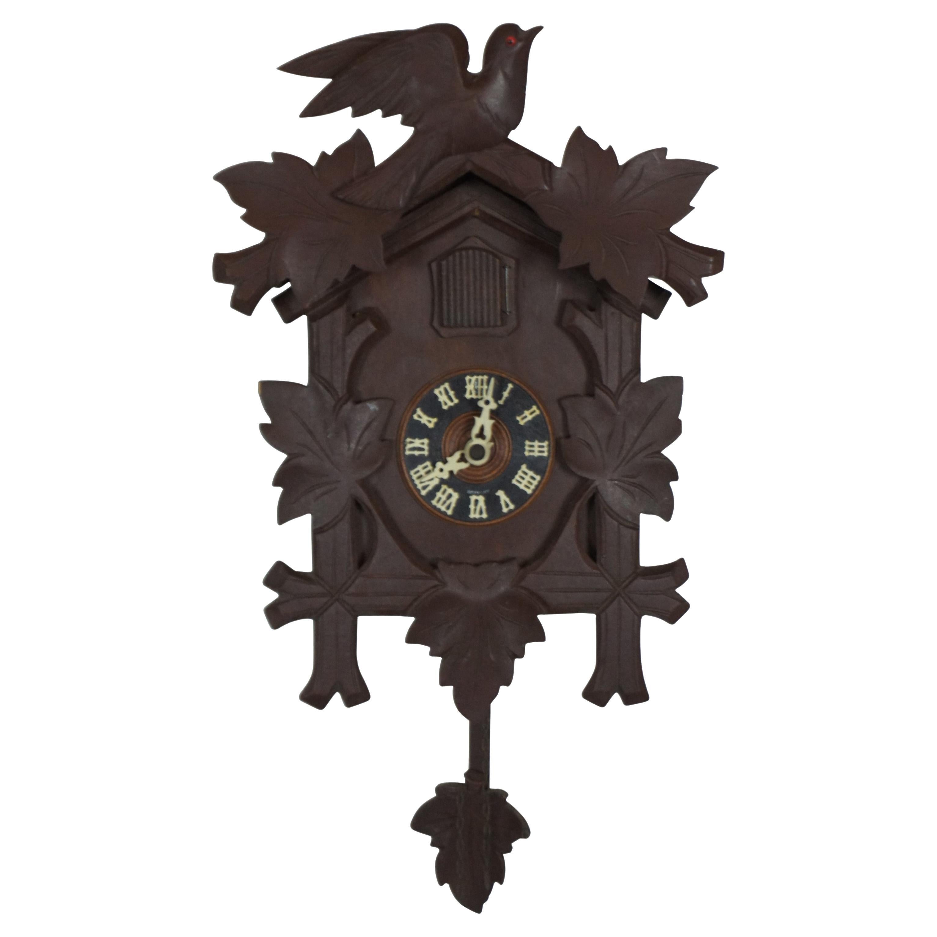 Antique 1930s G.M. Angem German Cuckoo Clock Black Forest Figural Birds