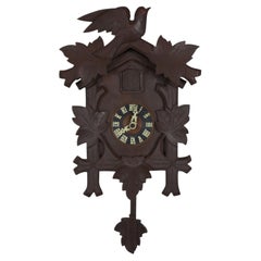 Antique 1930s G.M. Angem German Cuckoo Clock Black Forest Figural Birds