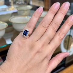 Antique 1930's Sapphire and Rose Cut Diamond Ring 18k Gold