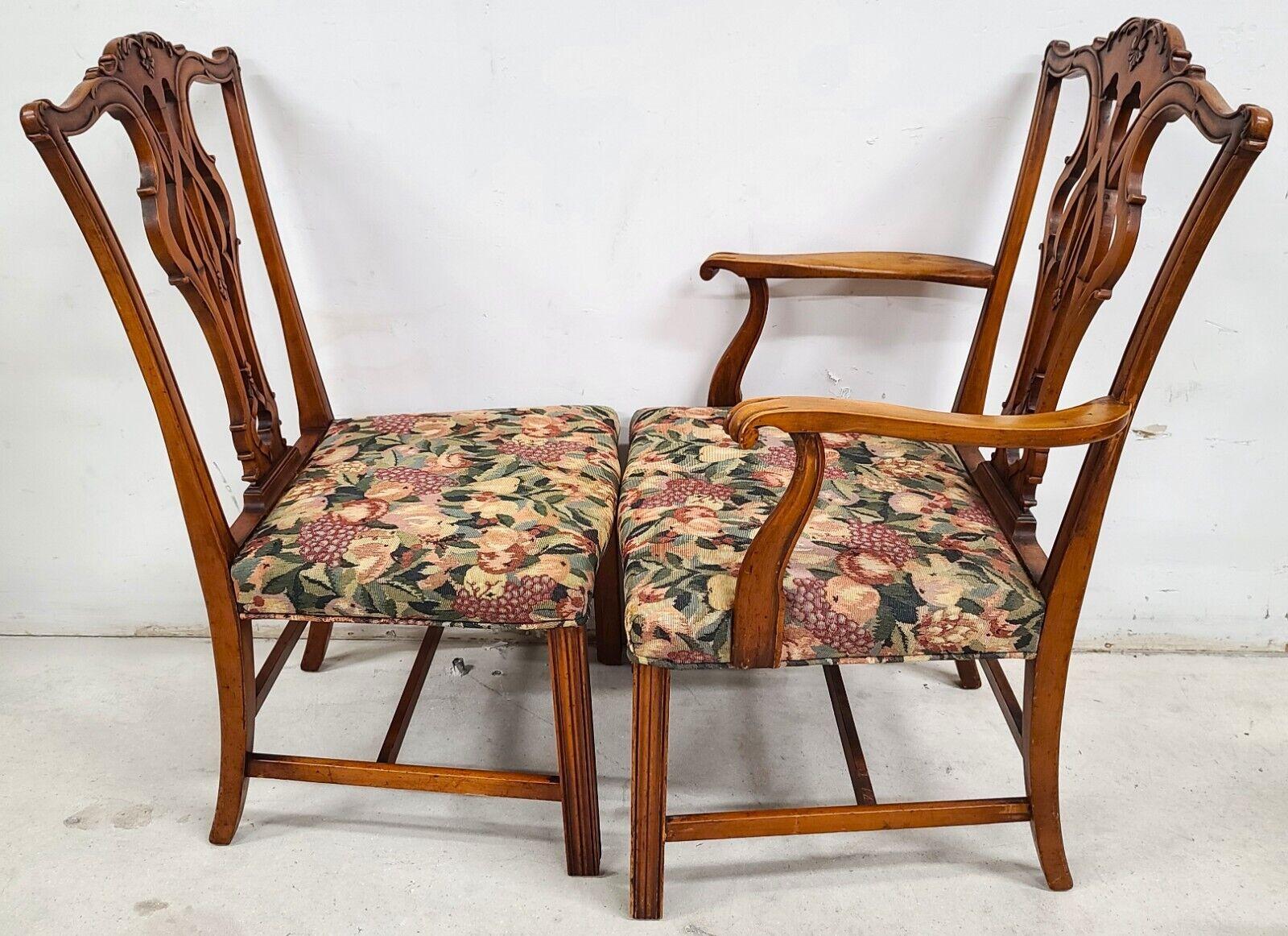 Antique 1930s Mahogany Chippendale Dining Chairs, Set of 6 For Sale 5