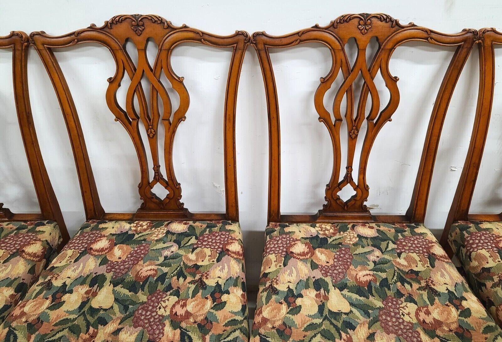 Antique 1930s Mahogany Chippendale Dining Chairs, Set of 6 In Good Condition For Sale In Lake Worth, FL