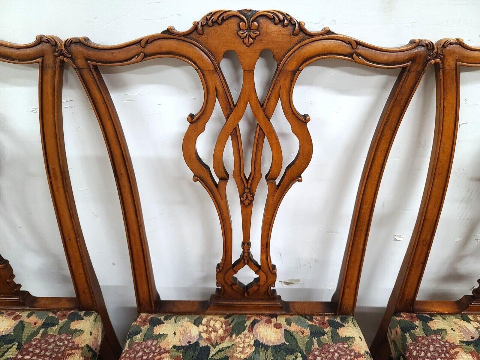 Metà XX secolo Antico set di 6 sedie da pranzo Chippendale in mogano degli anni '30 in vendita