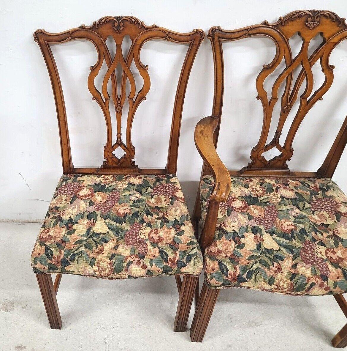 Antique 1930s Mahogany Chippendale Dining Chairs, Set of 6 For Sale 4