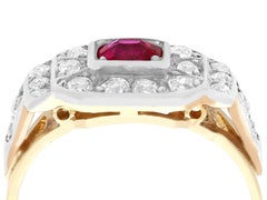 1930s Oval Cut Ruby and Diamond Yellow Gold Cocktail Ring