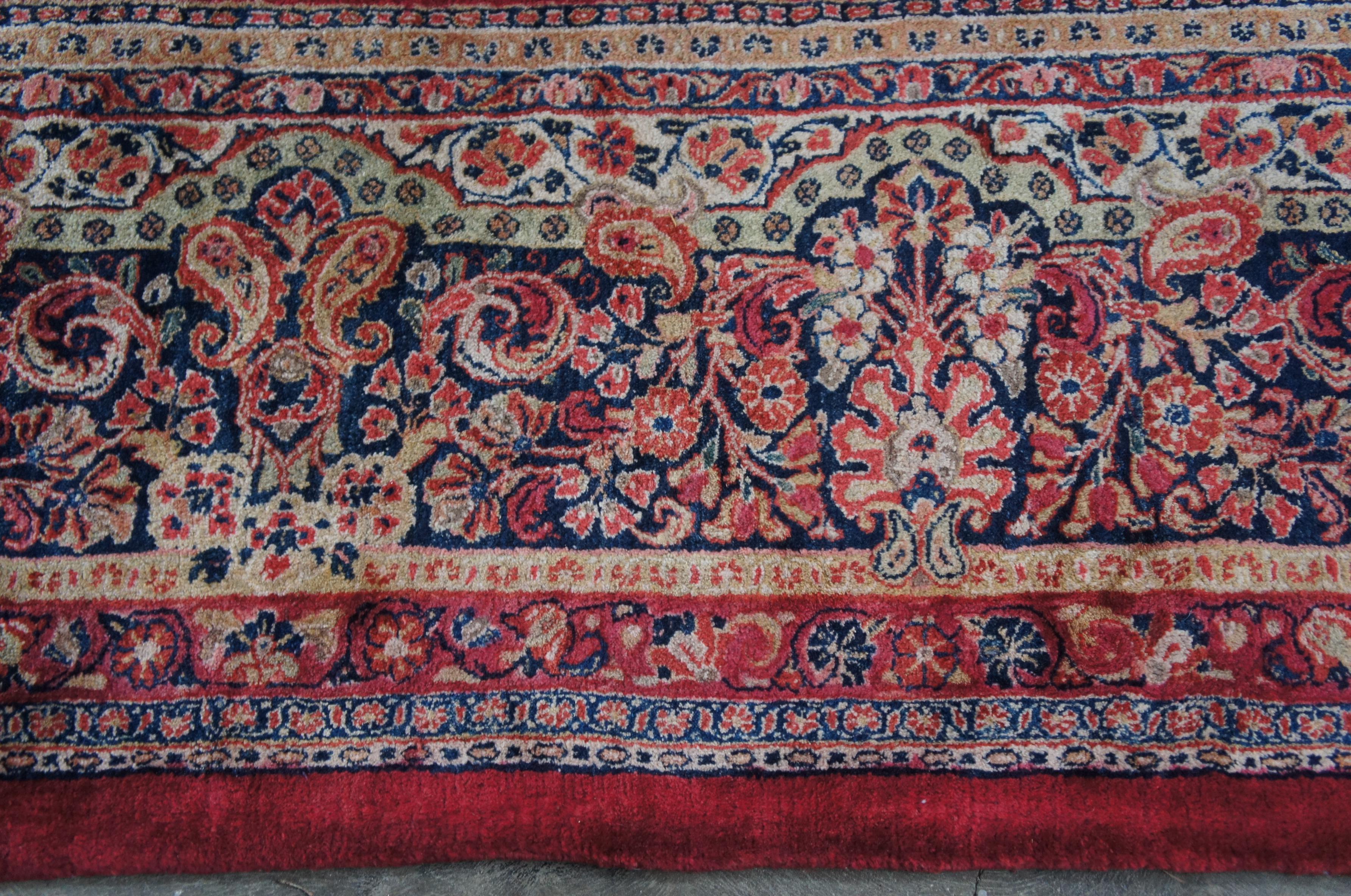Tappeto Sarouk persiano del 1930 in cotone e lana con motivi floreali, 14' x 18' in vendita 4