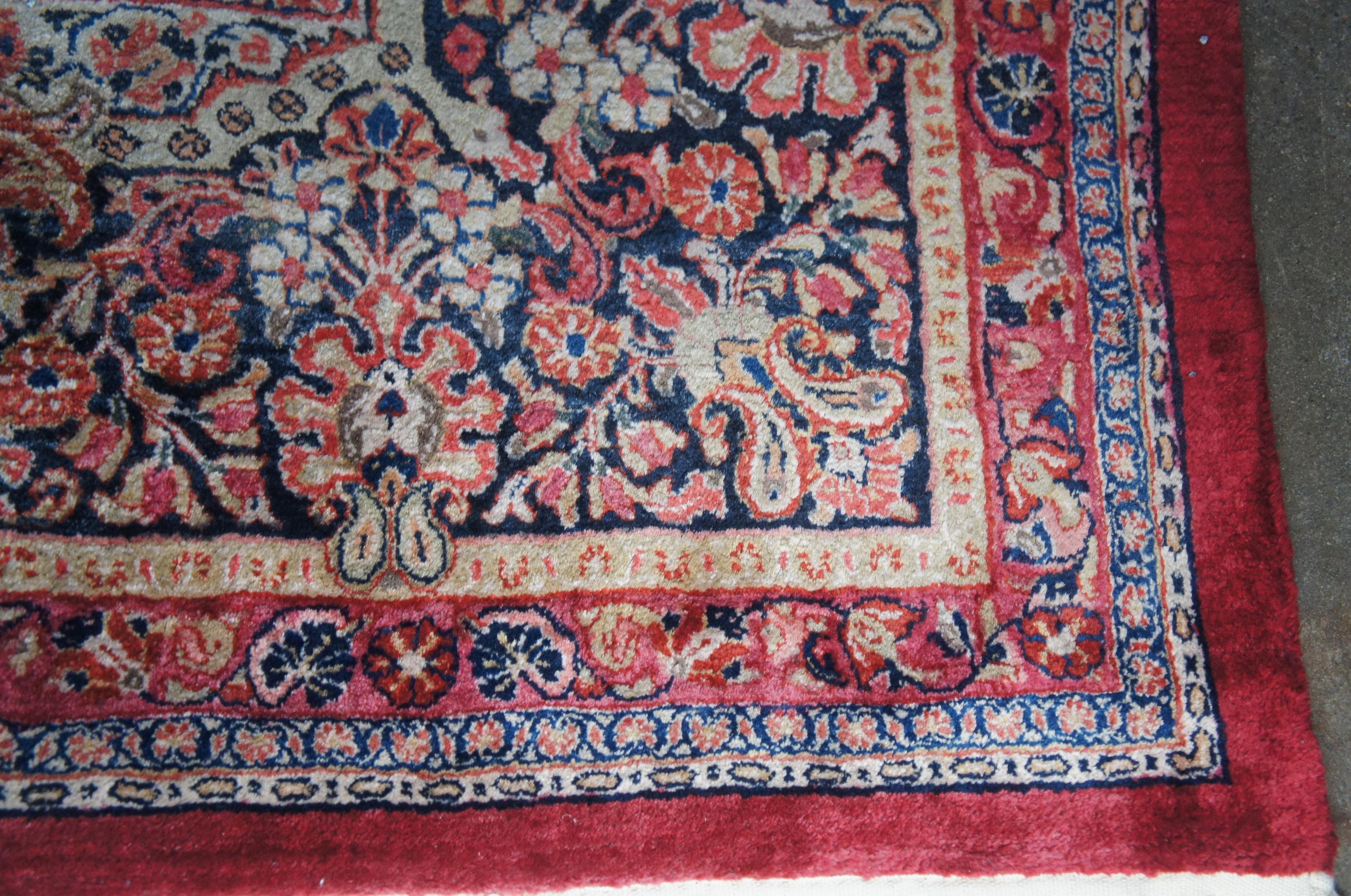 Tappeto Sarouk persiano del 1930 in cotone e lana con motivi floreali, 14' x 18' in vendita 2