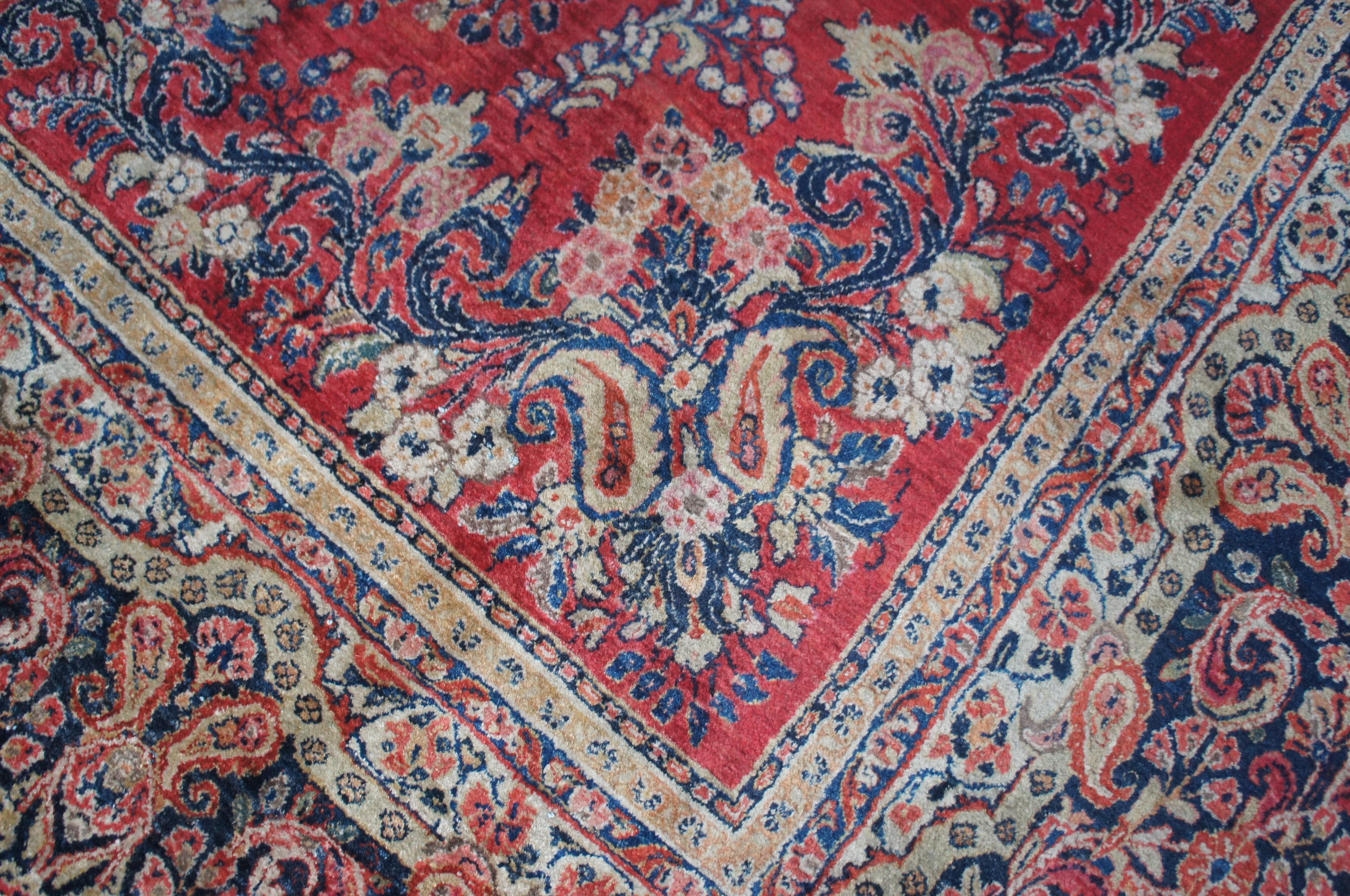 Tappeto Sarouk persiano del 1930 in cotone e lana con motivi floreali, 14' x 18' in vendita 3