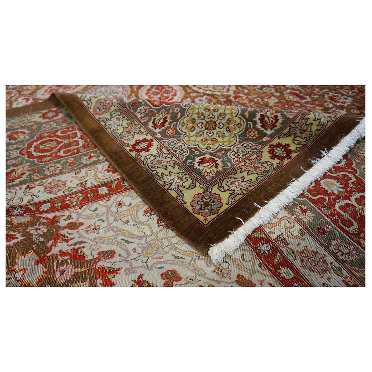 Antiker persischer Tabriz-Teppich 10x14 aus den 1930er Jahren, braun, rot und dunkelgrün, handgefertigt im Angebot 5
