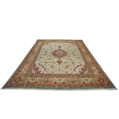 Antique Persian Tabriz Wool 10x13 Light Green & Light Clay Handmade Area Rug