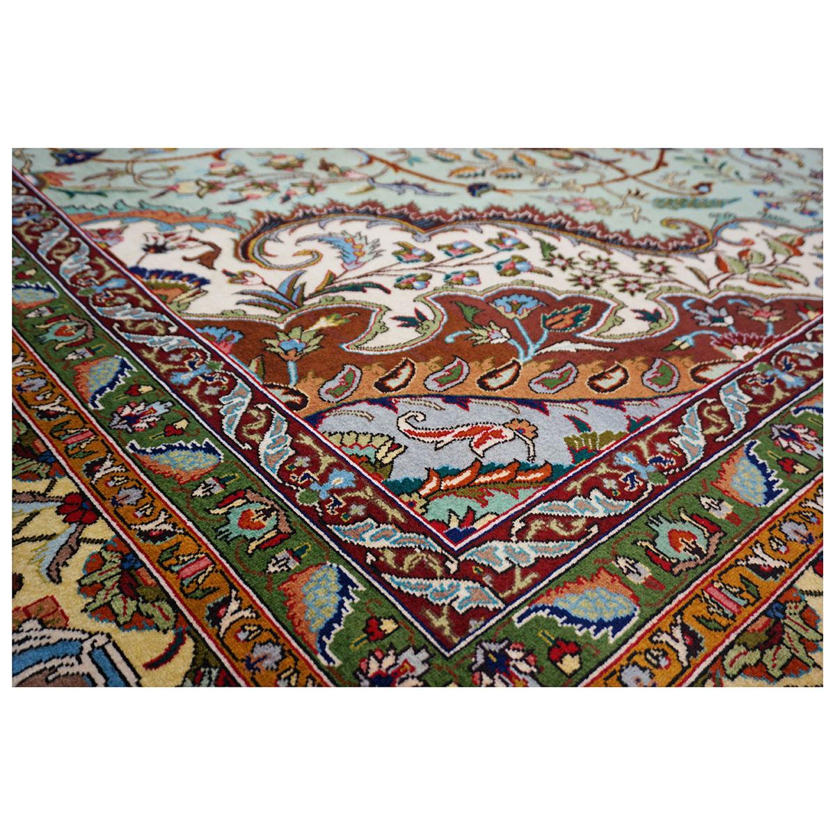 Antike 1930er Jahre persischen Tabriz 9x13 Hellgrün & Light Clay Handmade Area Rug (Wolle) im Angebot