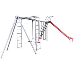 Vintage 1930s Playground Swing Set with Ladder and Slide by Fun-Ful