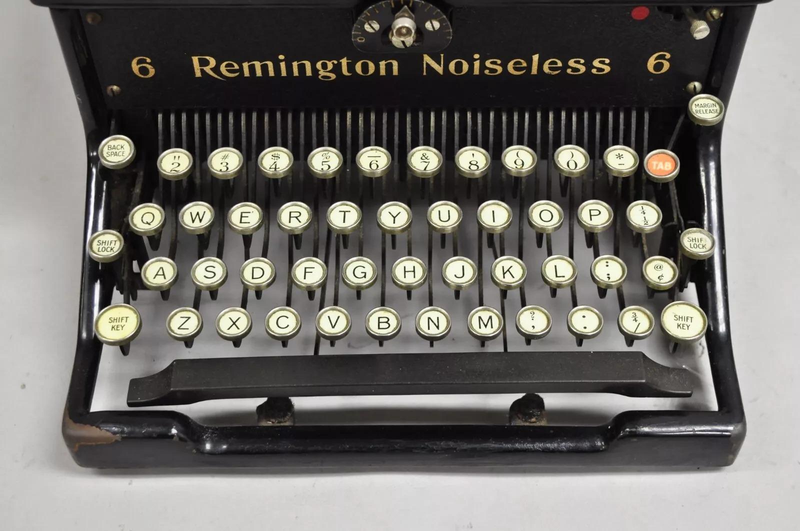 Inconnu Ancienne machine à écrire Remington Noiseless Model 6 Black des années 1930 en vente