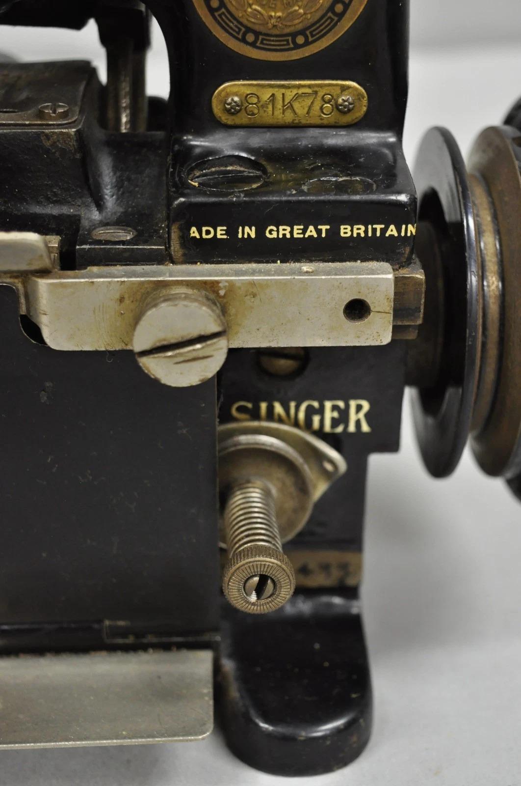 Antigua máquina de coser overlock Singer 81-K78 de los años 30, fabricada en Gran Bretaña Metal en venta