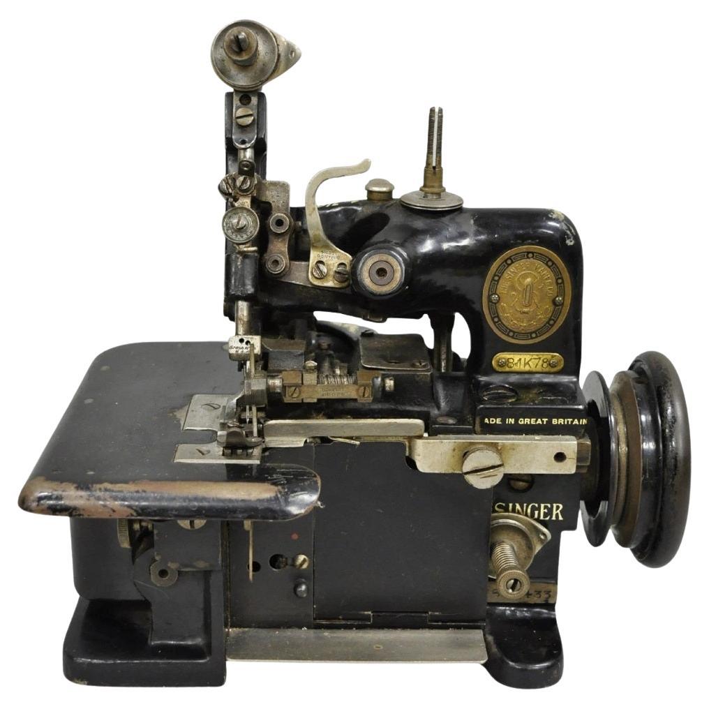 Ancienne machine à coudre à surjet Singer 81-K78 des années 1930 fabriquée en Grande-Bretagne