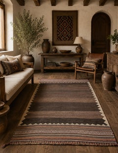 Antique 1930s Sofreh Wool Kilim Rug, Undyed Tribal Flatweave 157x89 cm