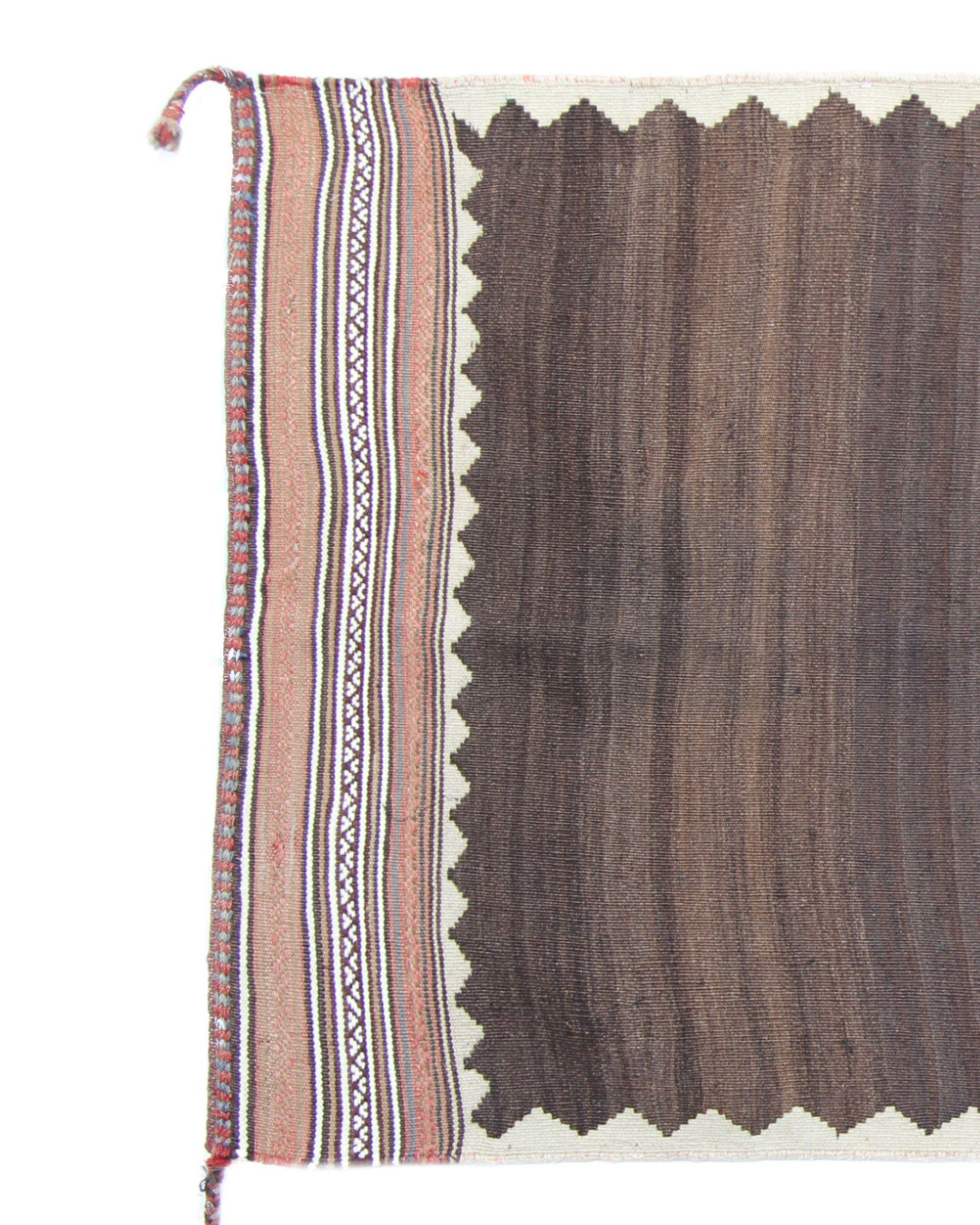 Antiker Sofreh-Woll-Kilim-Teppich aus den 1930er Jahren, ungefärbt, Stammes-Flachgewebe, 157x89 cm (Wolle) im Angebot