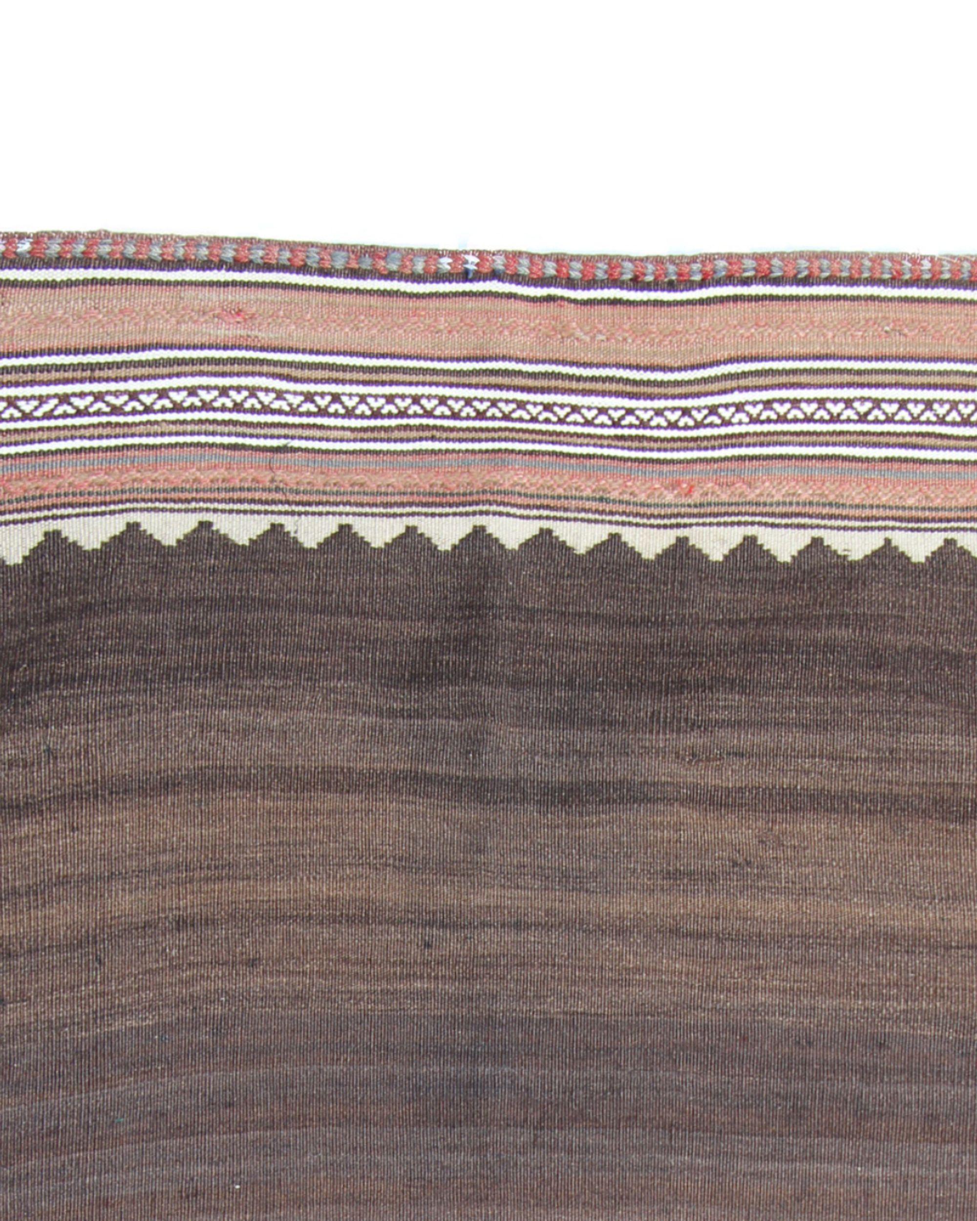 Antiker Sofreh-Woll-Kilim-Teppich aus den 1930er Jahren, ungefärbt, Stammes-Flachgewebe, 157x89 cm im Angebot 1