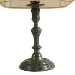 Antique 1930s Table Lamp in Patinated Pewter, Baroque style