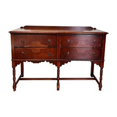Antique 1930s Walnut Side Board Buffet