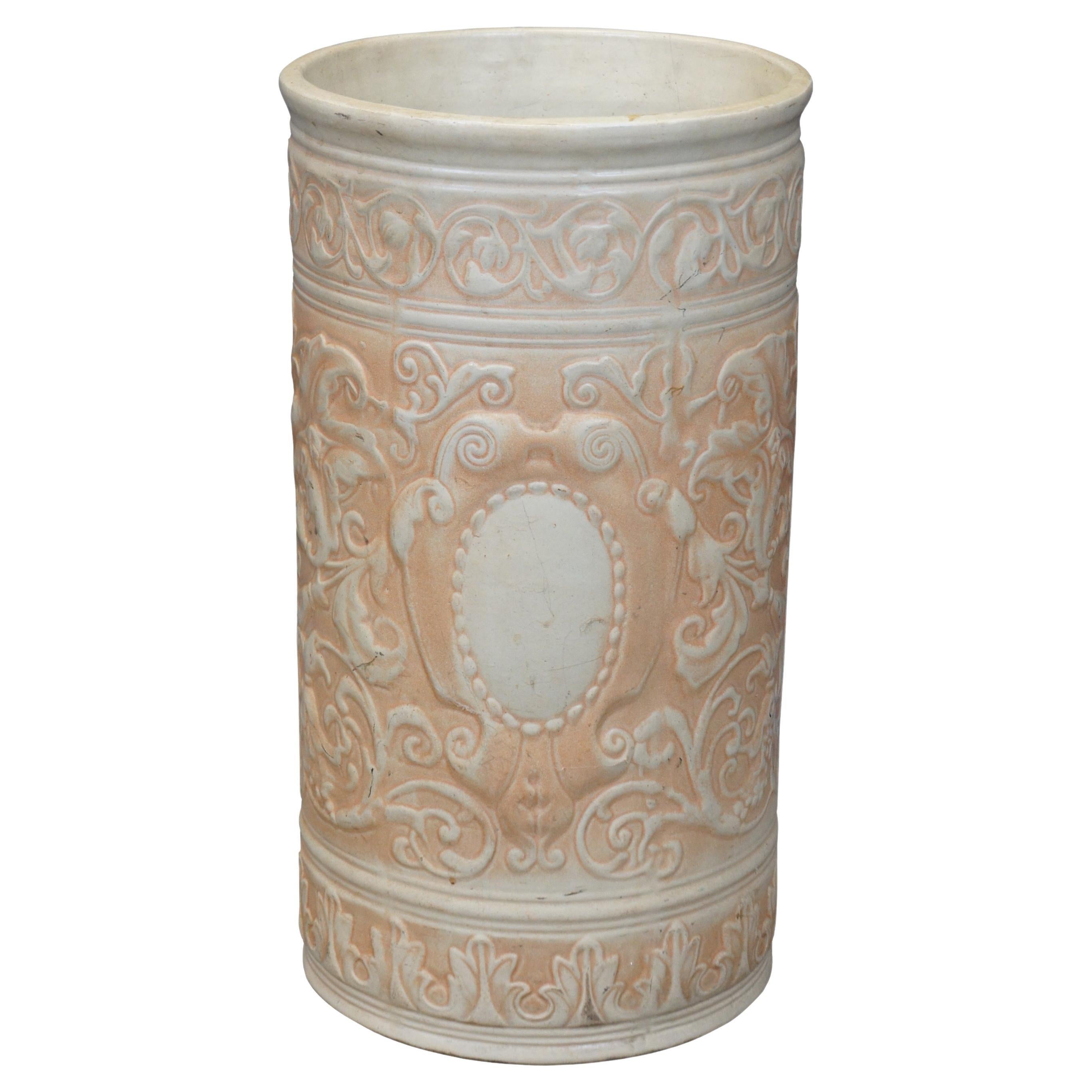1930s Weller Pottery Néoclassique Acanthus Umbrella Cane Stand 20" (Support de canne à parapluie)