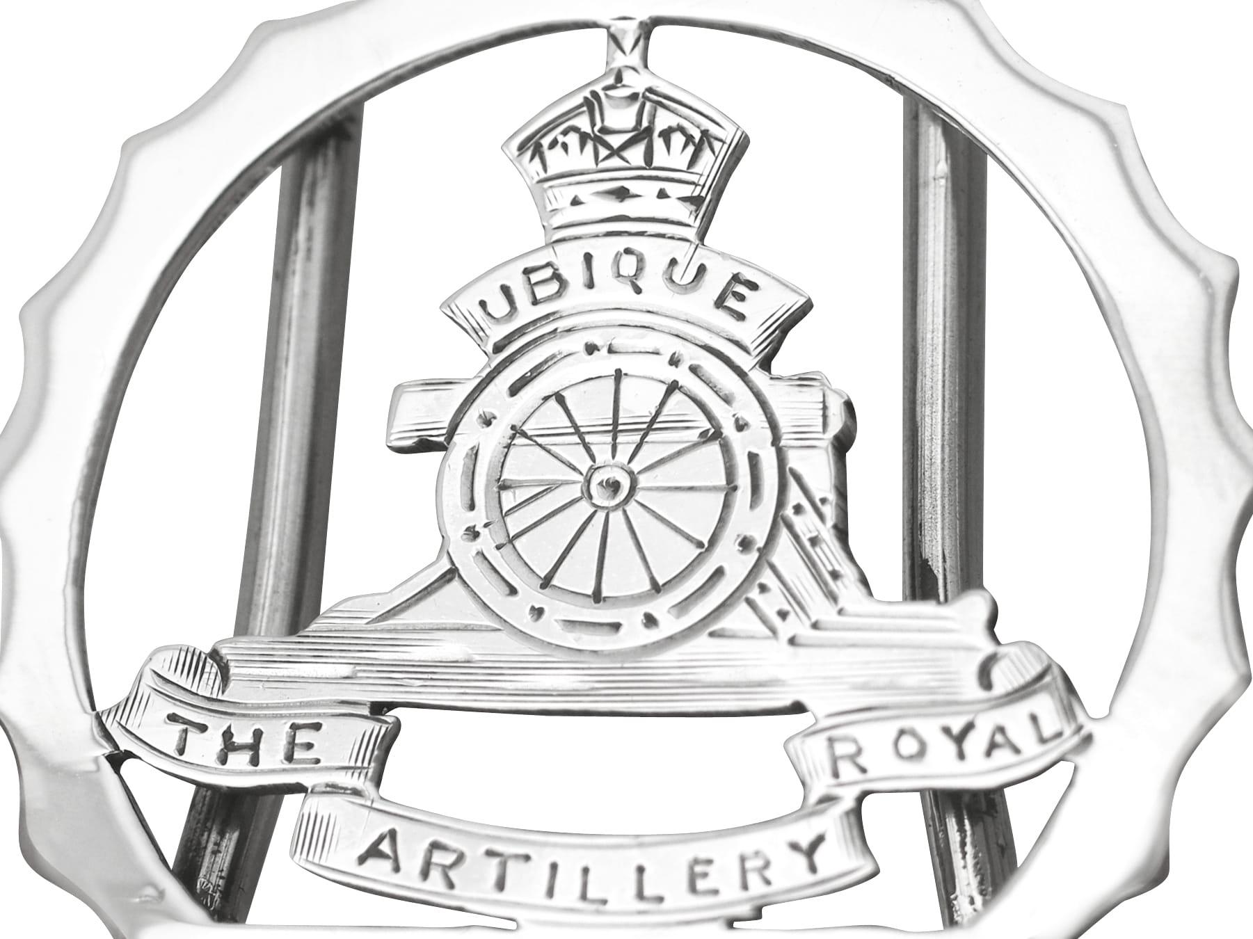 Antique Sterling Silver Royal Artillery Menu Holders For Sale 3