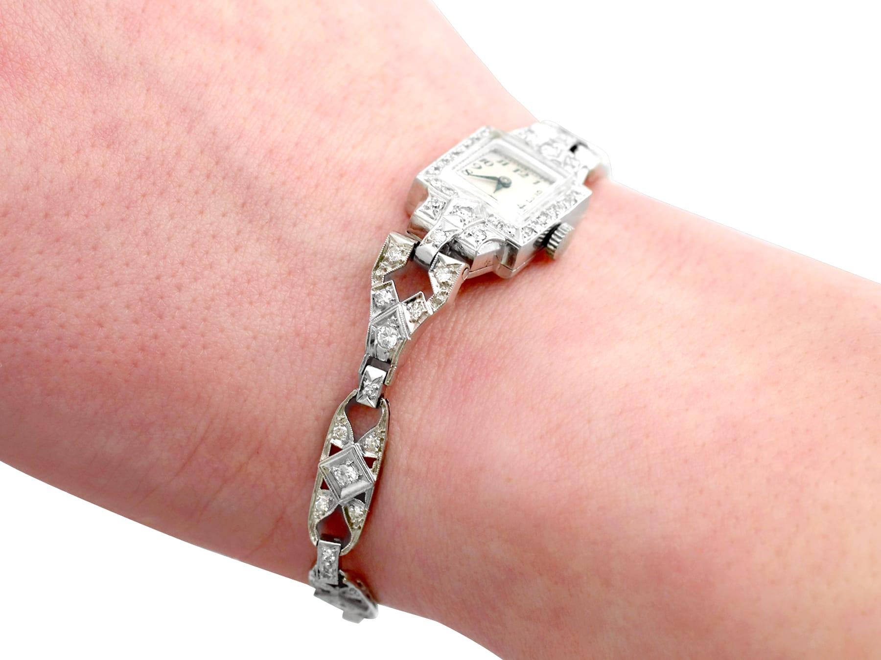 Antique 1935 1.93 Carat Diamond and Platinum Cocktail Watch 2