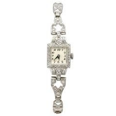 Antique 1935 1.93 Carat Diamond and Platinum Cocktail Watch