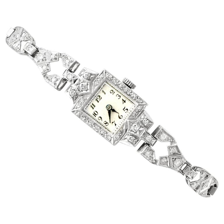Antique 1935 1.93 Carat Diamond and Platinum Cocktail Watch For Sale at ...
