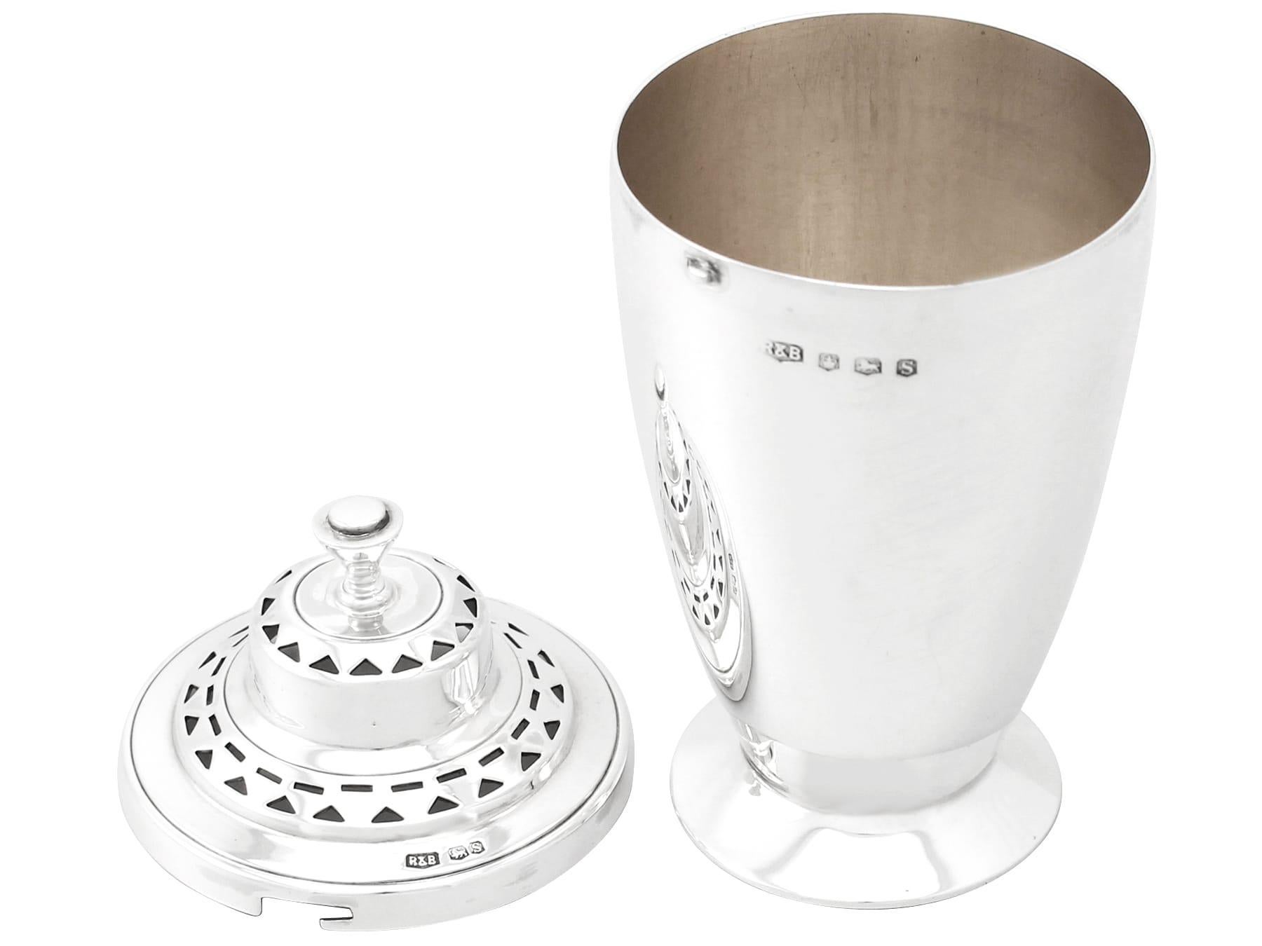 Art Deco Antique 1935 English Sterling Silver Sugar Caster For Sale