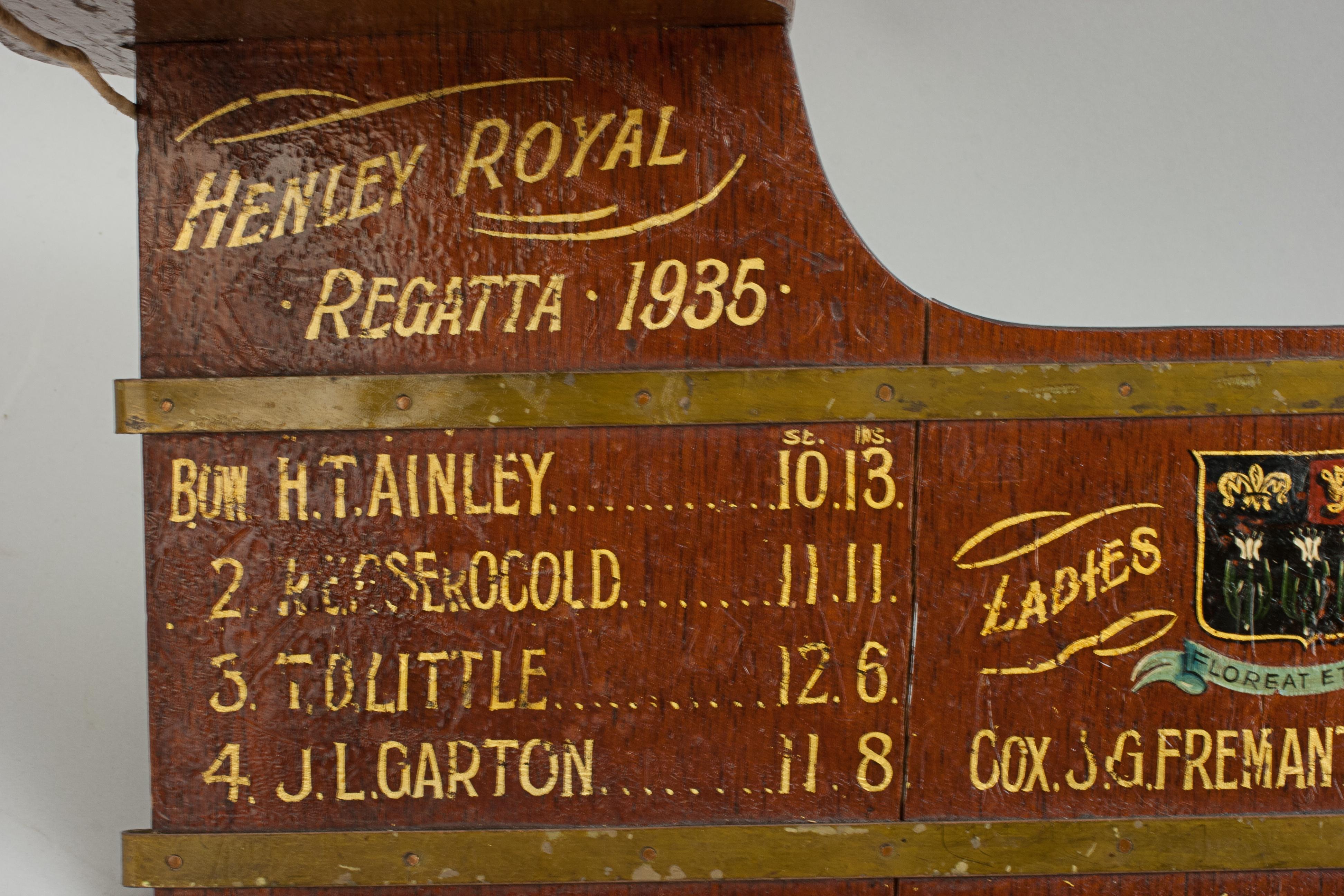 Antique 1935 Henley Presentation Rowing Rudder 2