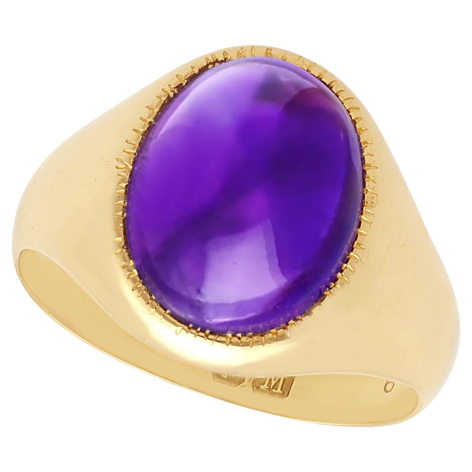 Antique 1936 4.33 Carat Amethyst and Yellow Gold Signet Ring For Sale