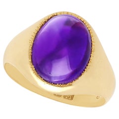 Antique 1936 4.33 Carat Amethyst and Yellow Gold Signet Ring