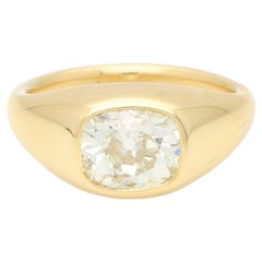 Antique 1.93ct Old Cushion Cut East-West Diamond Ring in 18k Yellow Gold