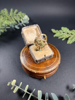 Antique 1940’s 18ct Gold Aquamarine, Diamond & Ruby Cocktail Ring