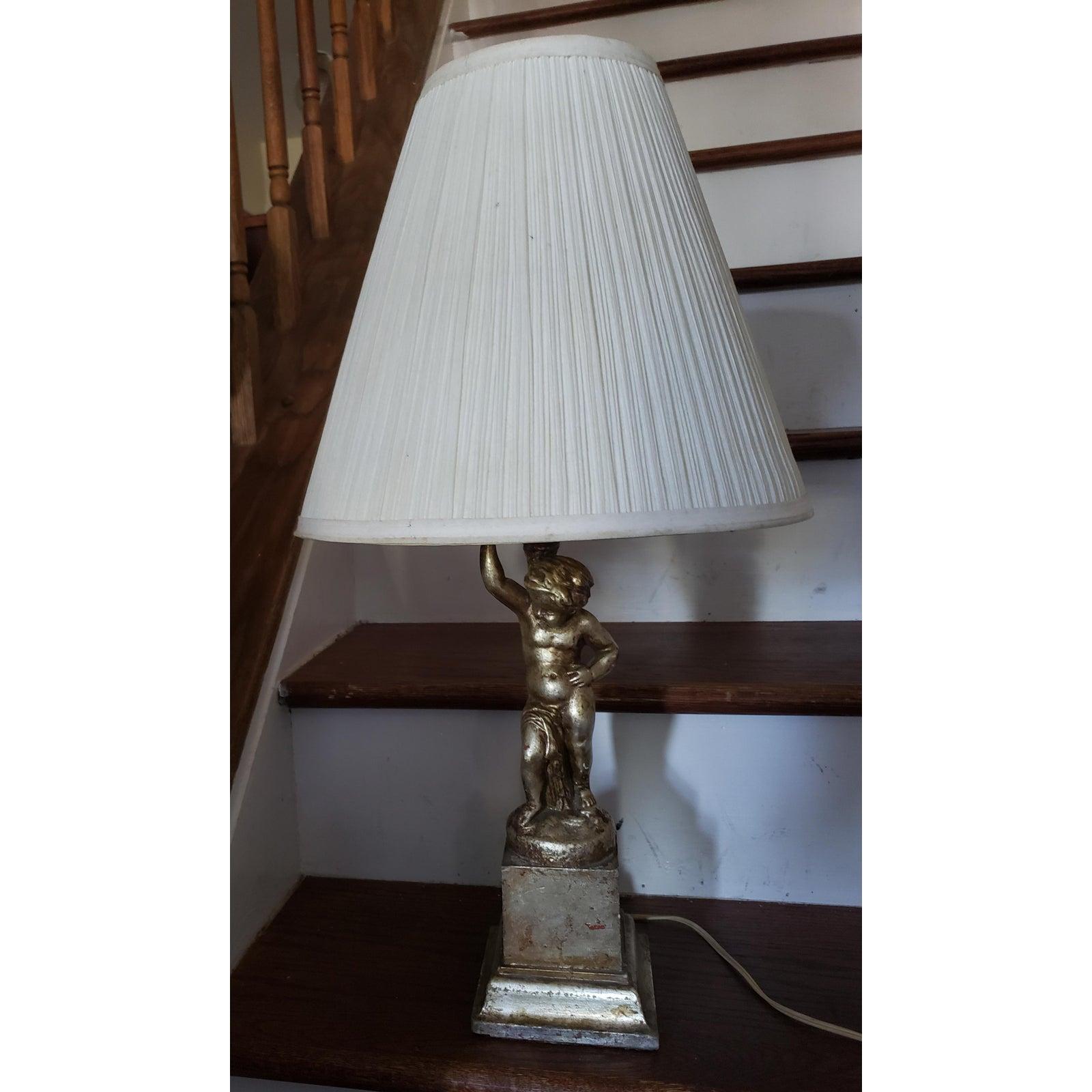 20th Century Antique 1940s Cherub Table Lamp For Sale