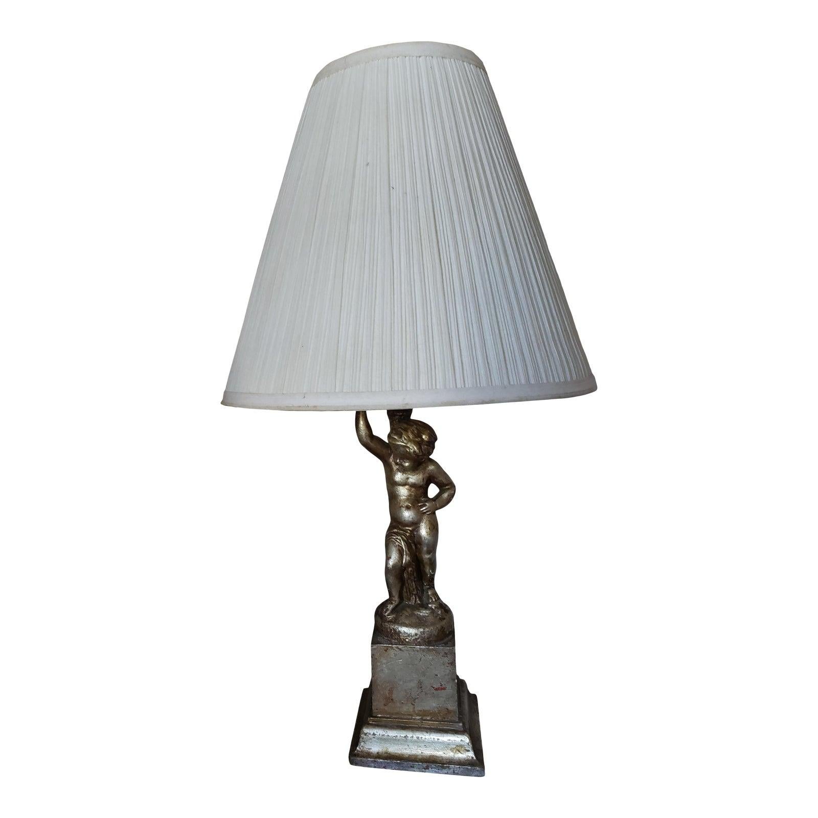 Antique 1940s Cherub Table Lamp For Sale