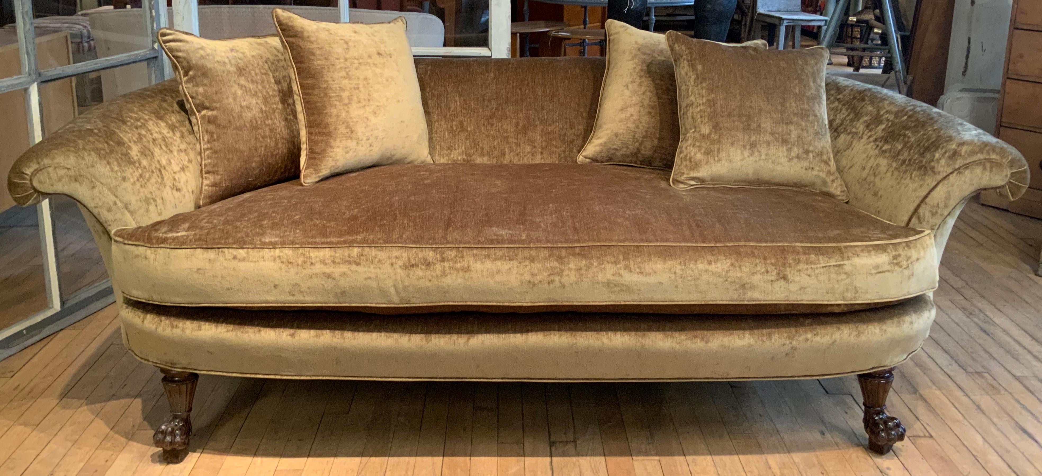 American Antique 1940s Curved Back Velvet Sofa