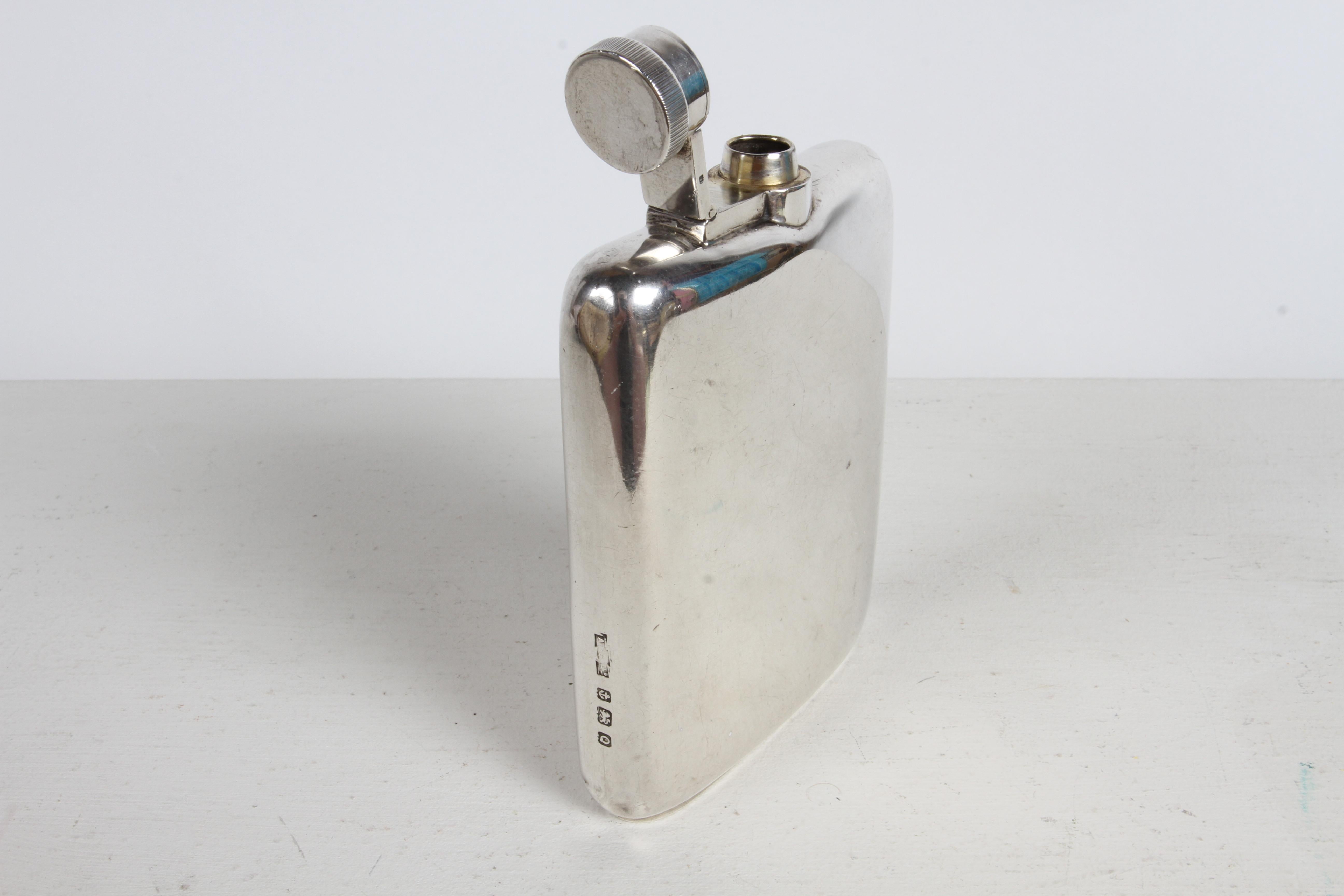 Antique 1940s Gentleman's Sterling Silver Pocket or Hip Flask by Asprey London For Sale 9